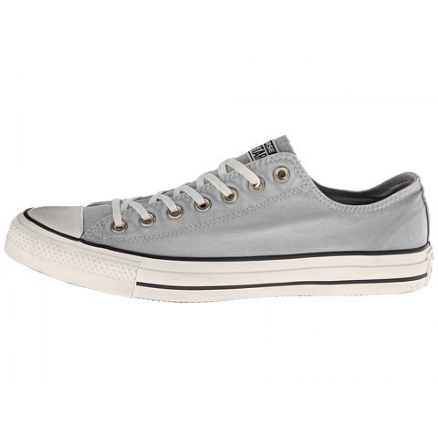 Converse Chuck Taylor All Star Washed Canvas Ox Oyster Gray Men's Shoes ...
